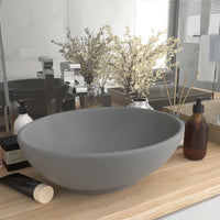 Lavandino Lusso Ovale Grigio Chiaro Opaco 40x33 cm in Ceramica cod mxl 44630