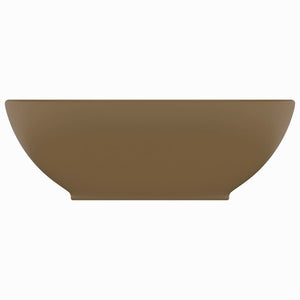 Lavandino Lusso Ovale Crema Opaco 40x33 cm in Ceramica cod mxl 47714