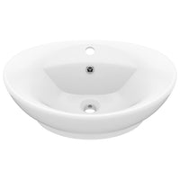 Lavandino con Troppopieno Ovale Bianco Opaco 58,5x39cm Ceramica 146932