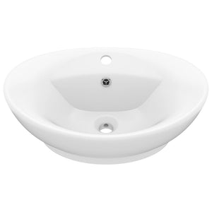 Lavandino con Troppopieno Ovale Bianco Opaco 58,5x39cm Ceramica 146932