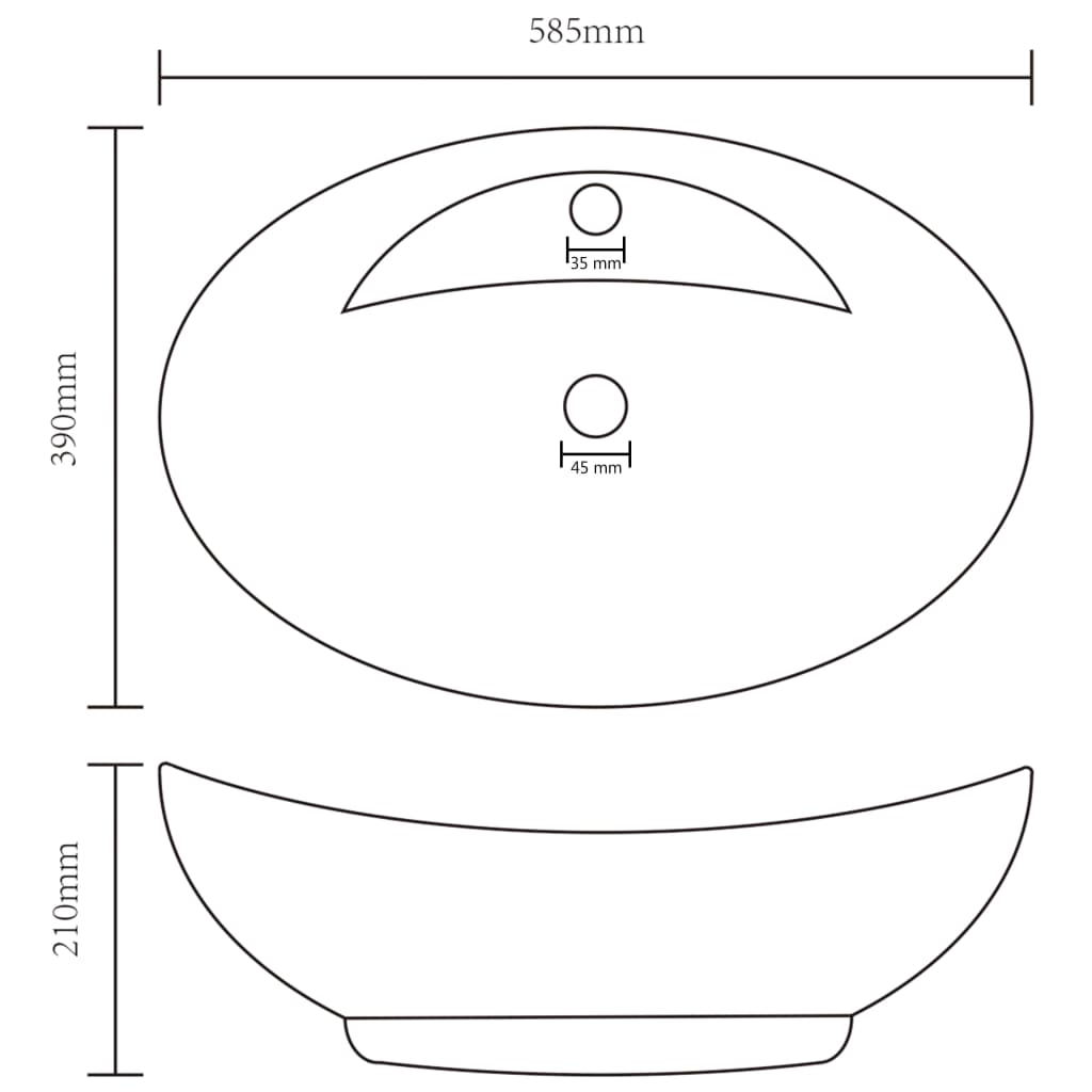 Lavabo con Troppopieno Ovale Azzurro Opaco 58,5x39 cm Ceramica 146934