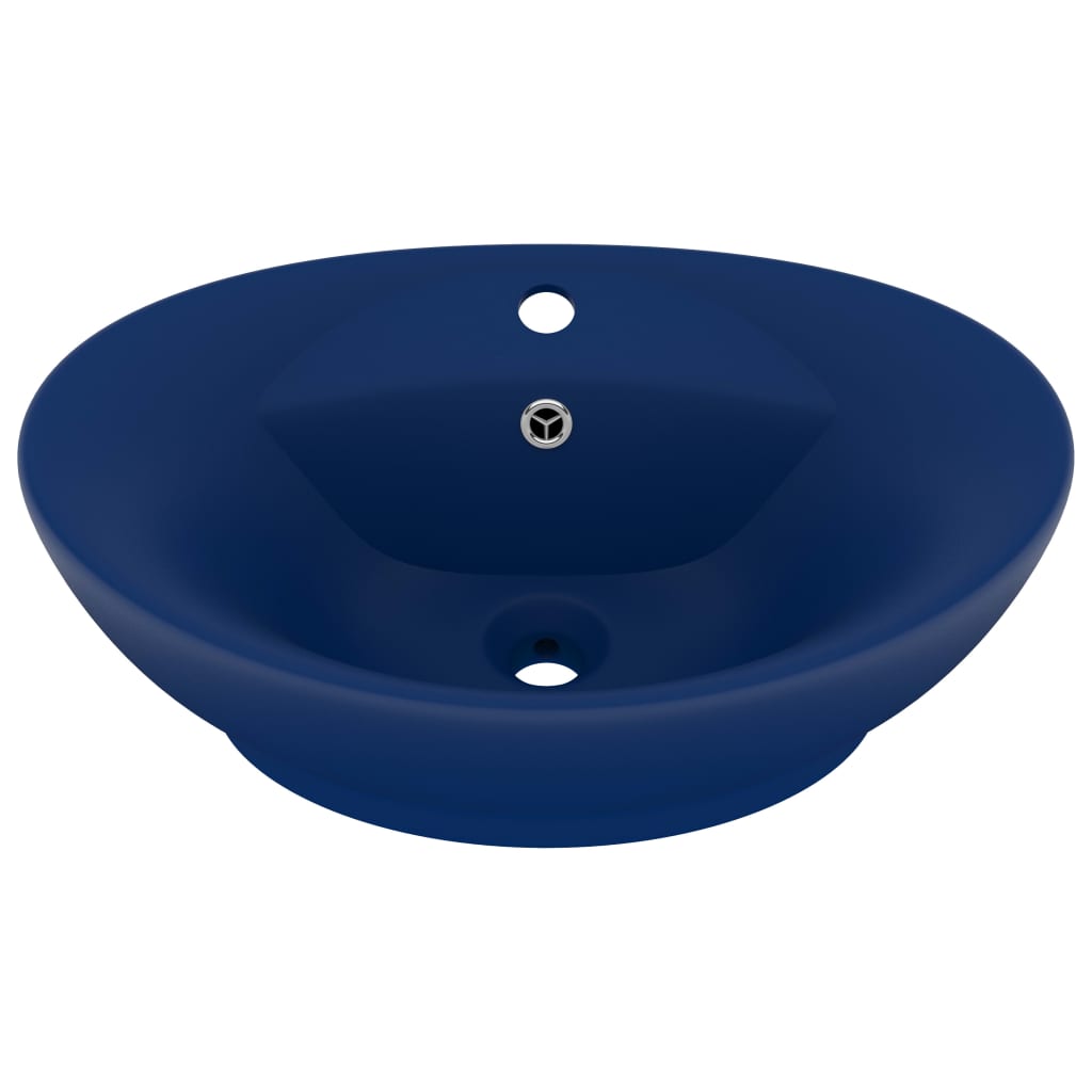 Lavabo con Troppopieno Ovale Blu Scuro Opaco 58,5x39cm Ceramica cod mxl 43542