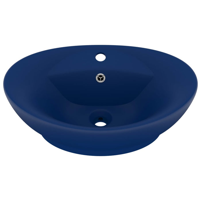 Lavabo con Troppopieno Ovale Blu Scuro Opaco 58,5x39cm Ceramica cod mxl 43542