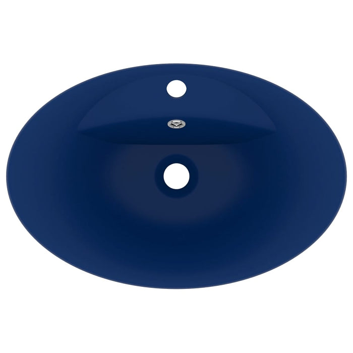 Lavabo con Troppopieno Ovale Blu Scuro Opaco 58,5x39cm Ceramica cod mxl 43542