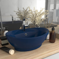 Lavabo con Troppopieno Ovale Blu Scuro Opaco 58,5x39cm Ceramica cod mxl 43542