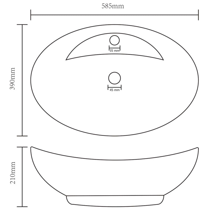 Lavabo con Troppopieno Ovale Turchese Opaco 58,5x39 cm Ceramica 146936