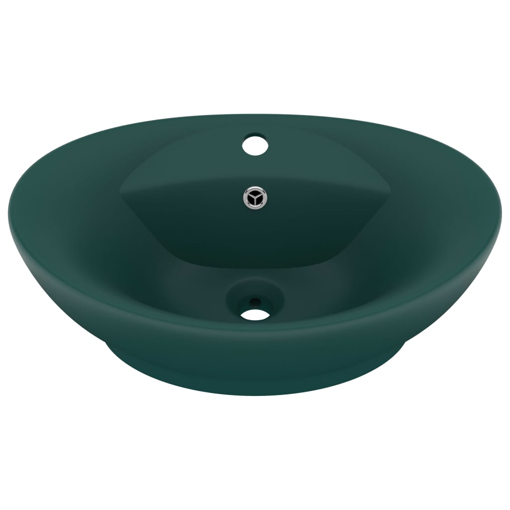 Lavabo Troppopieno Ovale Verde Scuro Opaco 58,5x39cm Ceramica