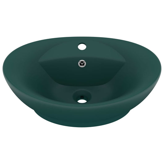 Lavabo Troppopieno Ovale Verde Scuro Opaco 58,5x39cm Ceramica