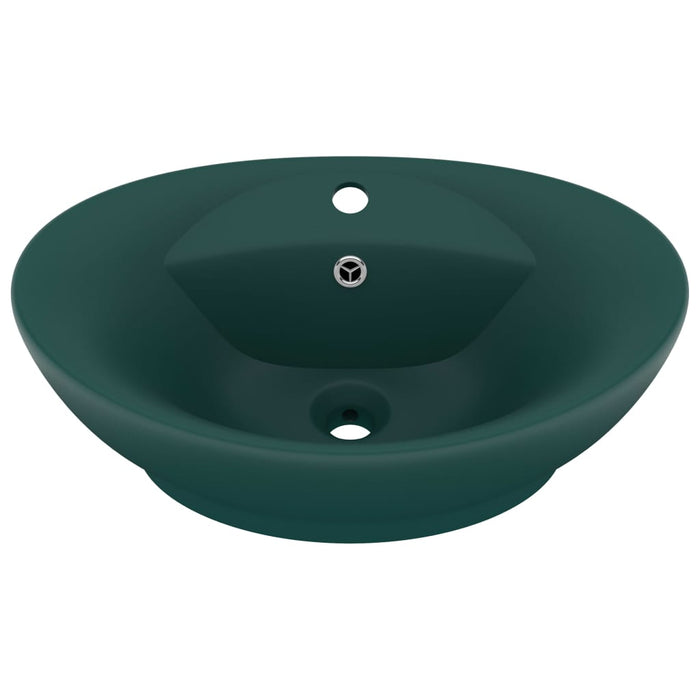 Lavabo Troppopieno Ovale Verde Scuro Opaco 58,5x39cm Ceramica