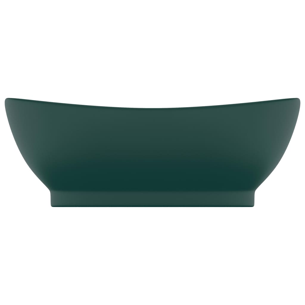 Lavabo Troppopieno Ovale Verde Scuro Opaco 58,5x39cm Ceramica