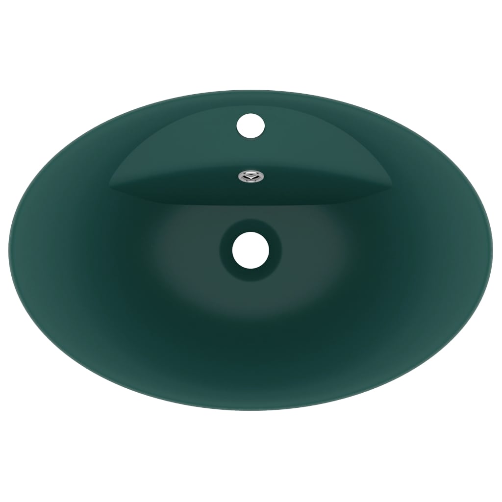 Lavabo Troppopieno Ovale Verde Scuro Opaco 58,5x39cm Ceramica