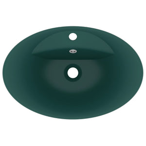 Lavabo Troppopieno Ovale Verde Scuro Opaco 58,5x39cm Ceramica