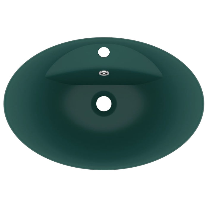 Lavabo Troppopieno Ovale Verde Scuro Opaco 58,5x39cm Ceramica