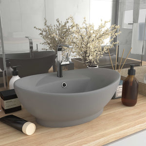 Lavabo con Troppopieno Ovale Turchese Grigio 58,5x39 cm Ceramica