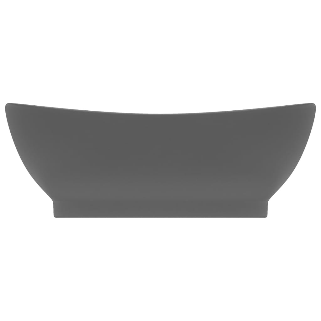 Lavabo Troppopieno Ovale Grigio Scuro Opaco 58,5x39cm Ceramica  cod mxl 44081