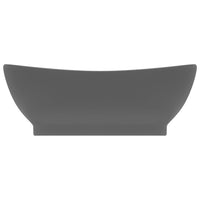 Lavabo Troppopieno Ovale Grigio Scuro Opaco 58,5x39cm Ceramica  cod mxl 44081