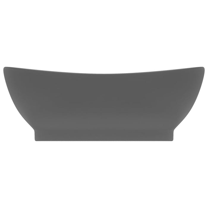 Lavabo Troppopieno Ovale Grigio Scuro Opaco 58,5x39cm Ceramica  cod mxl 44081