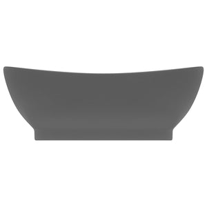 Lavabo Troppopieno Ovale Grigio Scuro Opaco 58,5x39cm Ceramica 146939