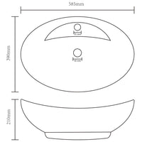 Lavabo Troppopieno Ovale Grigio Scuro Opaco 58,5x39cm Ceramica 146939