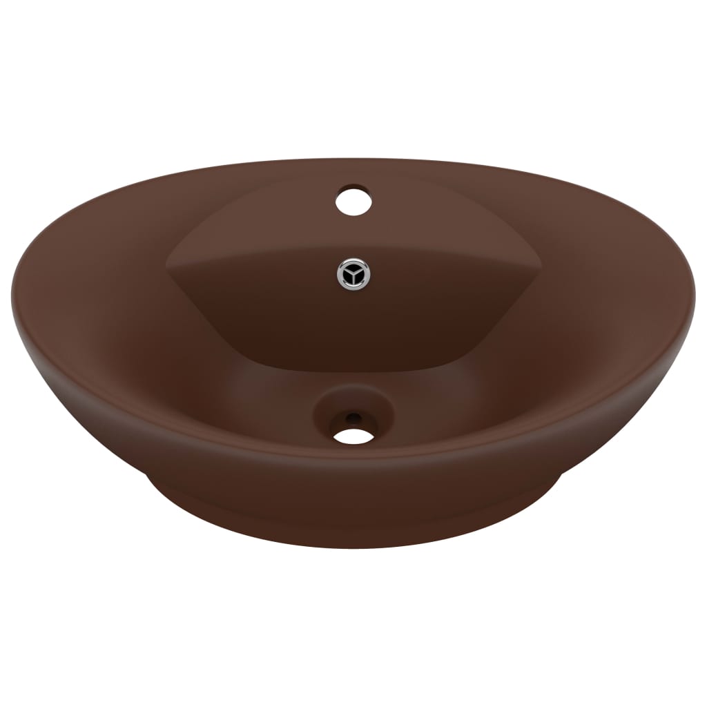 Lavabo con Troppopieno Ovale Marrone Opaco 58,5x39cm Ceramicacod mxl 81534