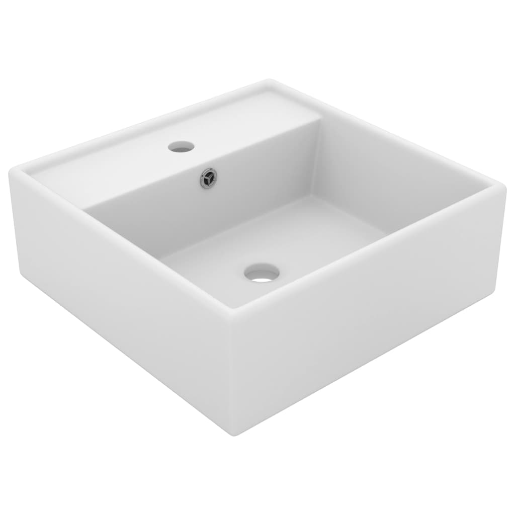 Lavabo Troppopieno Quadrato Bianco Opaco 41x41cm Ceramica cod mxl 44396