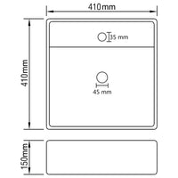 Lavabo Troppopieno Quadrato Bianco Opaco 41x41cm Ceramica cod mxl 44396