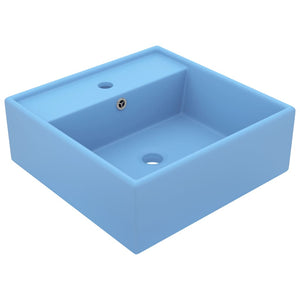 Lavabo Troppopieno Cubico Azzurro Opaco 41x41cm Ceramica cod mxl 47924