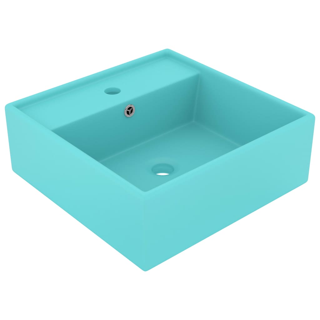 Lavabo Troppopieno Quadrato Verde Chiaro Opaco 41x41cm Ceramica 146947