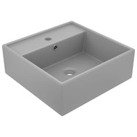 Lavabo Troppopieno Cubico Grigio Chiaro Opaco 41x41cm Ceramica 146949