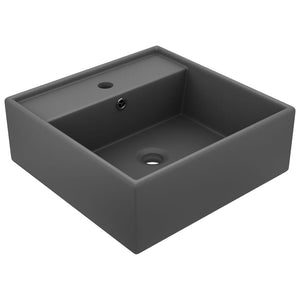 Lavabo Troppopieno Quadrato Grigio Scuro Opaco 41x41cm Ceramica 146950