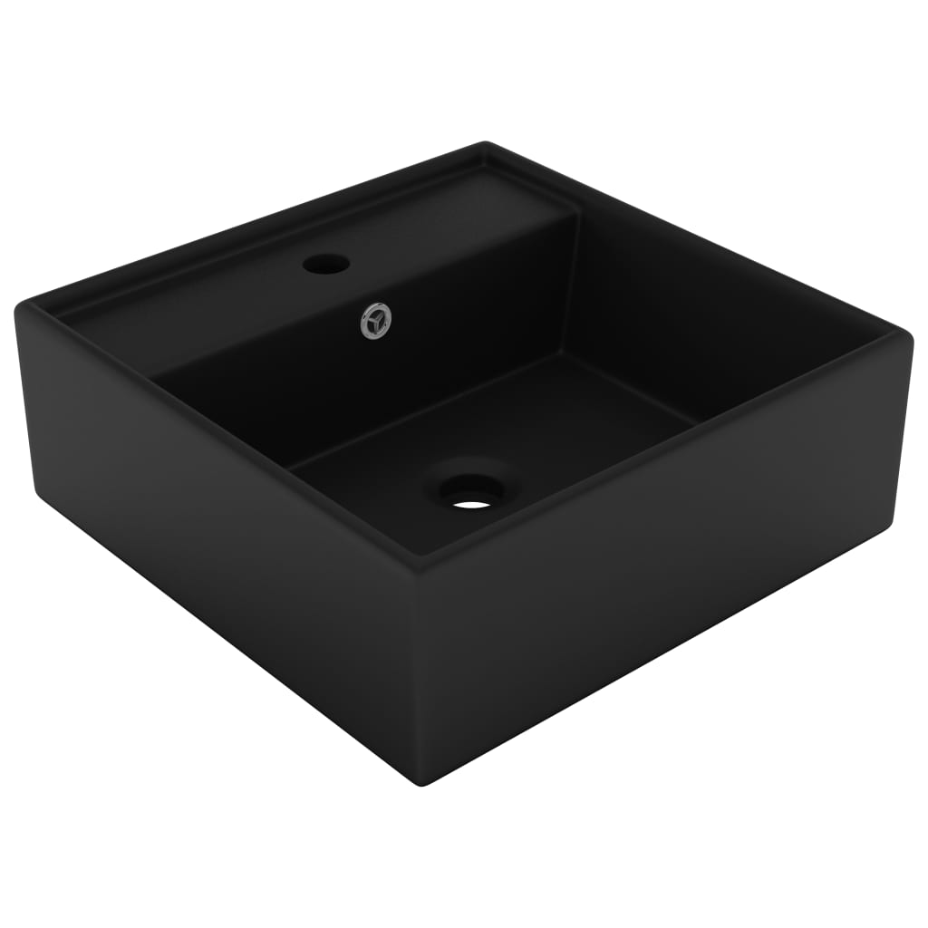 Lavabo Troppopieno Quadrato Nero Opaco 41x41cm Ceramica cod mxl 47823