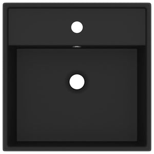 Lavabo Troppopieno Quadrato Nero Opaco 41x41cm Ceramica cod mxl 47823