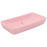 Lavandino Lusso Rettangolare Rosa Opaco 71x38 cm in Ceramica 146955