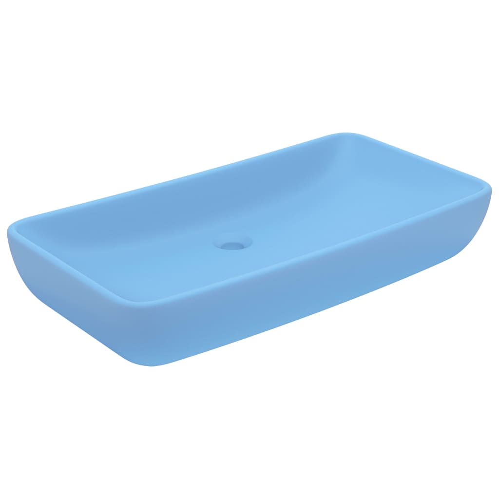 Lavabo Lusso Rettangolare Azzurro Opaco 71x38 cm in Ceramica