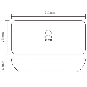 Lavabo Lusso Rettangolare Azzurro Opaco 71x38 cm in Ceramica