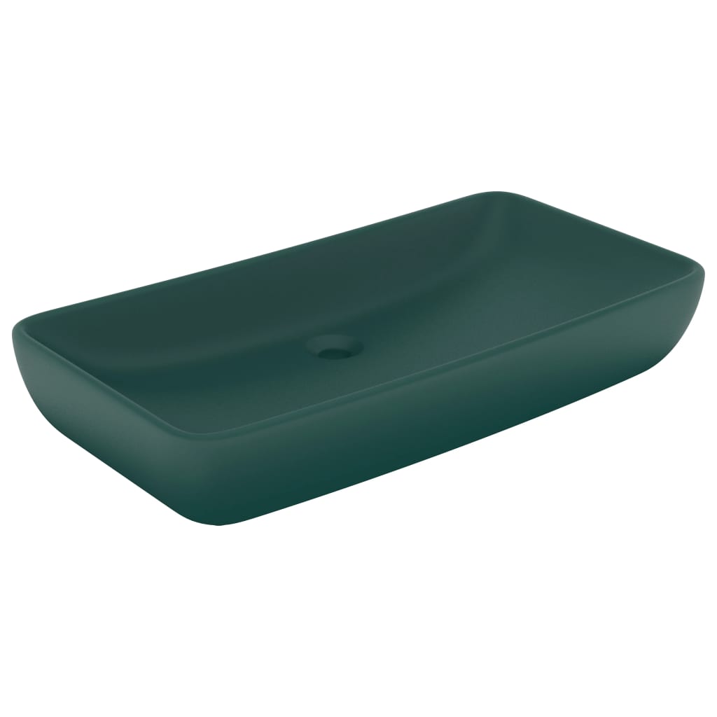 Lavabo Lusso Rettangolare Verde Scuro Opaco 71x38 cm Ceramica cod mxl 43253