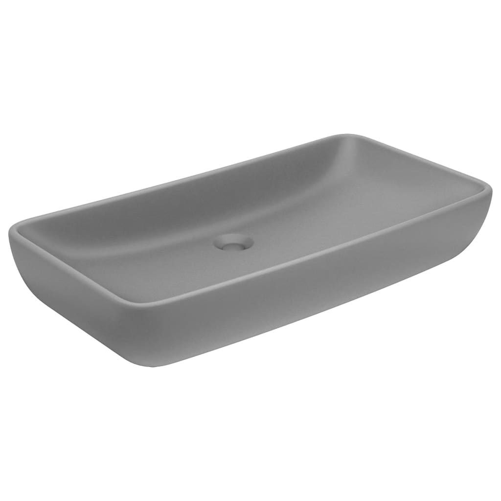 Lavabo Lusso Rettangolare Grigio Chiaro Opaco 71x38 cm Ceramica