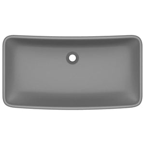 Lavabo Lusso Rettangolare Grigio Scuro Opaco 71x38 cm Ceramica cod mxl 43146