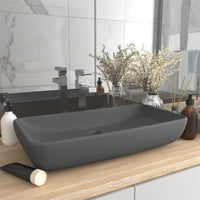 Lavabo Lusso Rettangolare Grigio Scuro Opaco 71x38 cm Ceramica cod mxl 43146