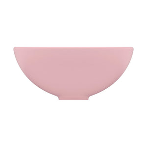 Lavandino Lusso Rotondo Rosa Opaco 32,5x14 cm in Ceramica