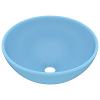 Lavandino Lusso Rotondo Azzurro Opaco 32,5x14 cm in Ceramica 146967