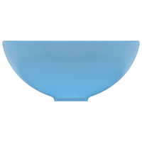 Lavandino Lusso Rotondo Azzurro Opaco 32,5x14 cm in Ceramica 146967