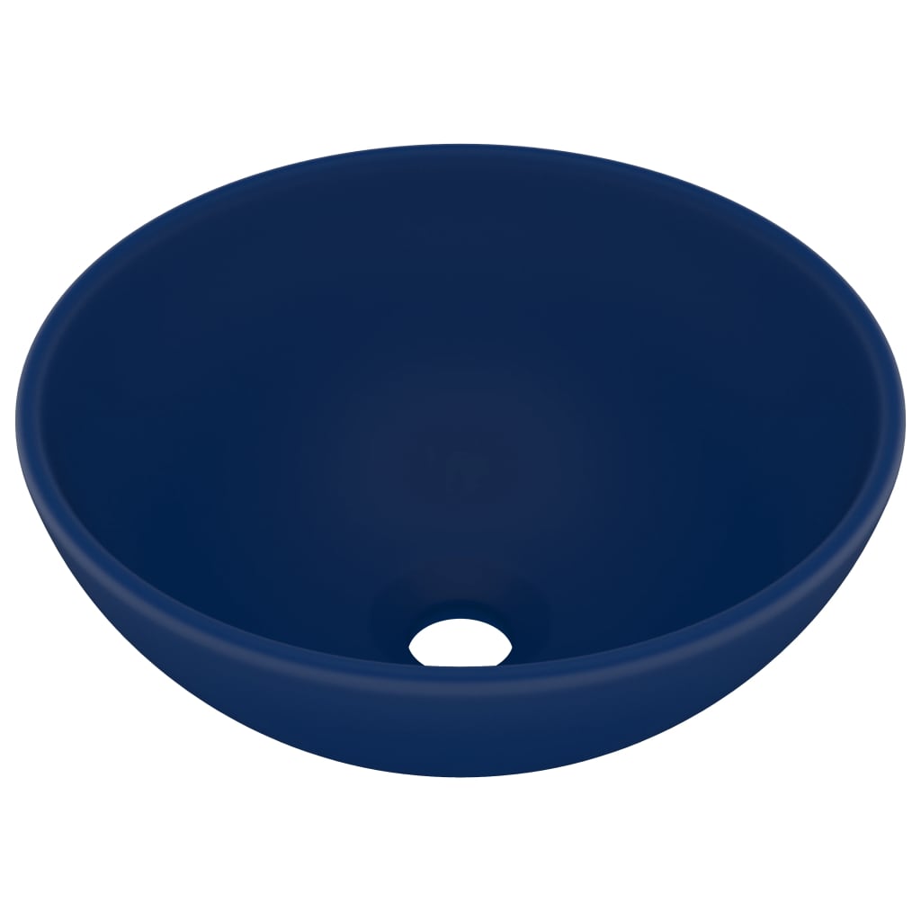 Lavandino Lusso Rotondo Blu Scuro Opaco 32,5x14 cm in Ceramica