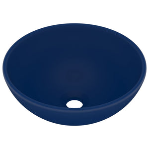 Lavandino Lusso Rotondo Blu Scuro Opaco 32,5x14 cm in Ceramica