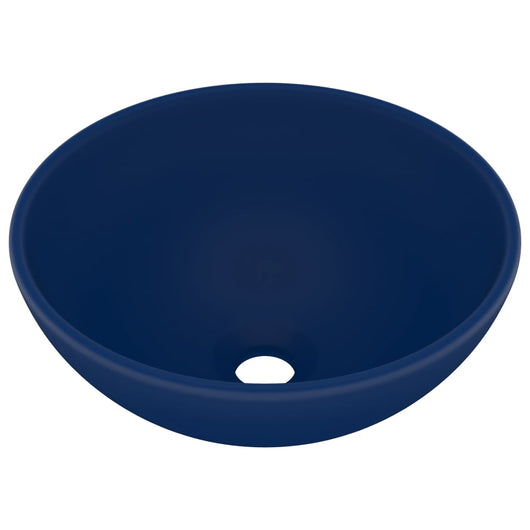 Lavandino Lusso Rotondo Blu Scuro Opaco 32,5x14 cm in Ceramica