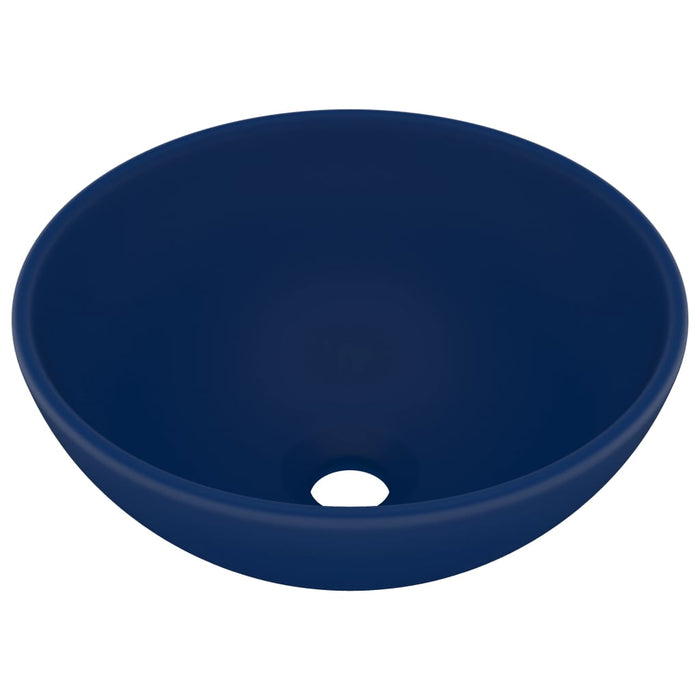 Lavandino Lusso Rotondo Blu Scuro Opaco 32,5x14 cm in Ceramica 146968