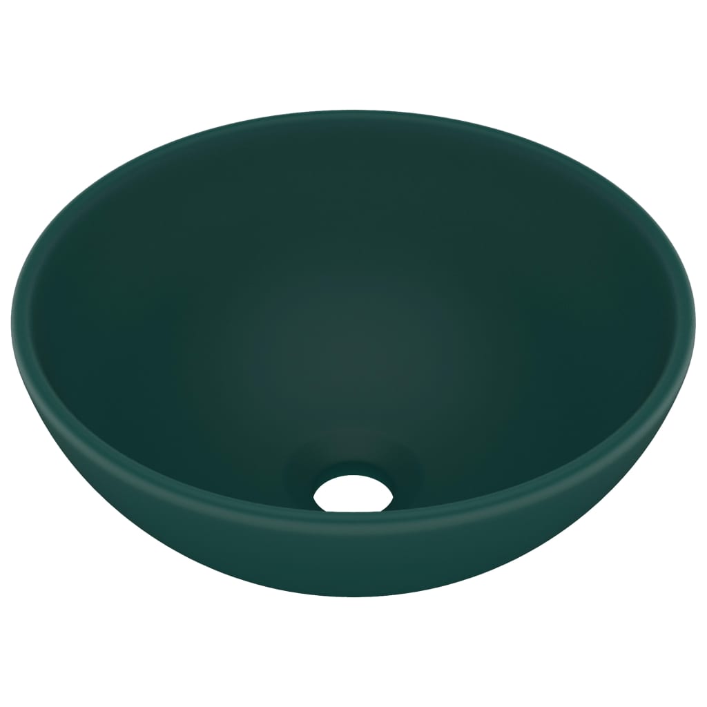 Lavandino Lusso Rotondo Verde Scuro Opaco 32,5x14 cm Ceramica