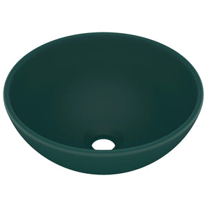 Lavandino Lusso Rotondo Verde Scuro Opaco 32,5x14 cm Ceramica