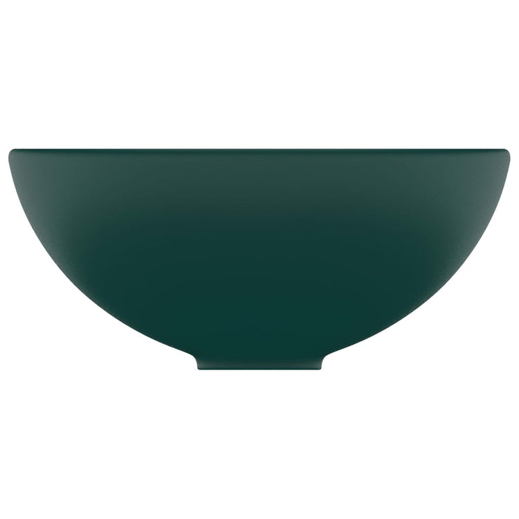 Lavandino Lusso Rotondo Verde Scuro Opaco 32,5x14 cm Ceramica