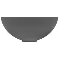 Lavandino Lusso Rotondo Grigio Scuro Opaco 32,5x14 cm Ceramica 146972